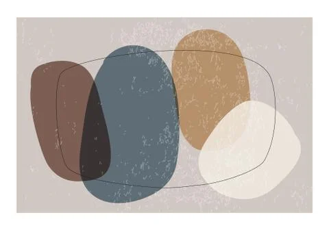 Minimalist design horizontal background with abstract organic shapes composition Illustrazione stock