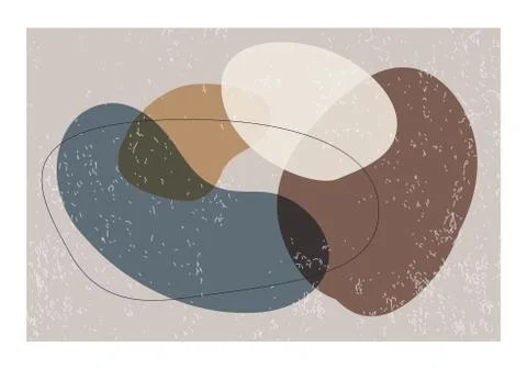 Minimalist design horizontal background with abstract organic shapes composition Stock Illustration