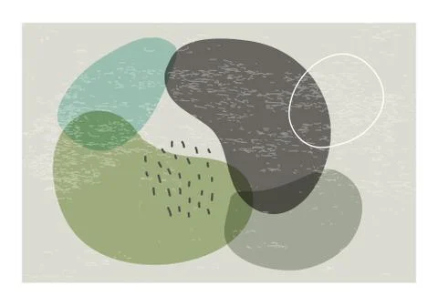 Minimalist design horizontal background with abstract organic shapes composition Stock Illustration