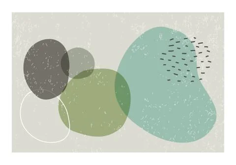 Minimalist design horizontal background with abstract organic shapes composition Stock Illustration
