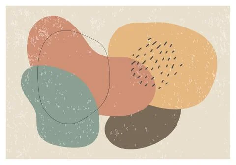 Minimalist design horizontal background with abstract organic shapes composition Illustrazione stock