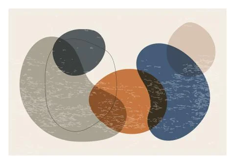 Minimalist design horizontal background with abstract organic shapes composition Stock Illustration