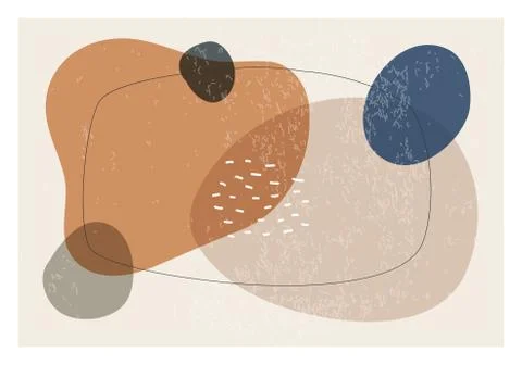 Minimalist design horizontal background with abstract organic shapes composition Stock Illustration