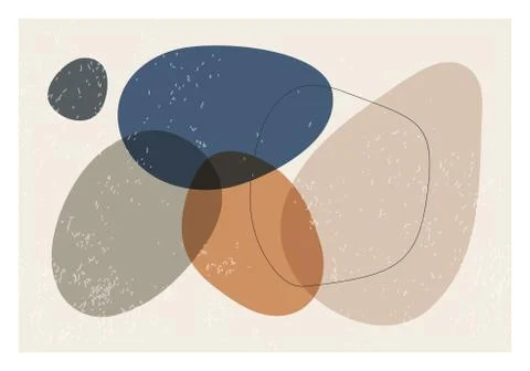 Minimalist design horizontal background with abstract organic shapes composition Stock Illustration