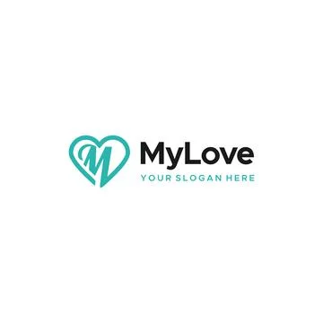 Minimalist design initial M My Love logo design Stock Illustration