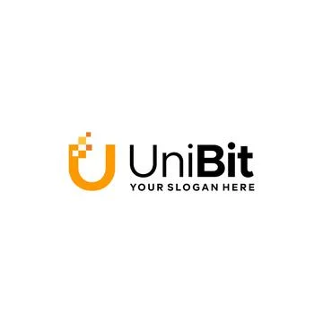 Minimalist design initial U Uni Bit logo design Stock Illustration