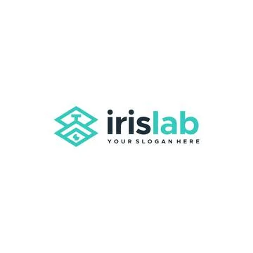 Minimalist design IRIS LAB eye logo design Stock Illustration