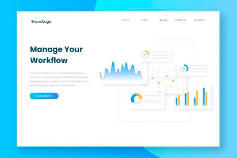 Minimalist design manage your workflow landing page Stock Illustration