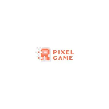 Minimalist design PIXEL GAME playing logo design Stock Illustration
