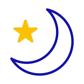Minimalist design showcasing a crescent moon alongside a gleaming star emblem Ilustração Stock