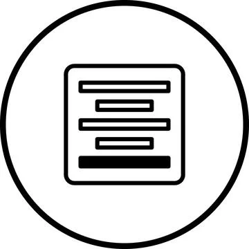 Minimalist Design: Simple Text Box Icon in a Circle, Clean and Modern Aesthet Stock Illustration