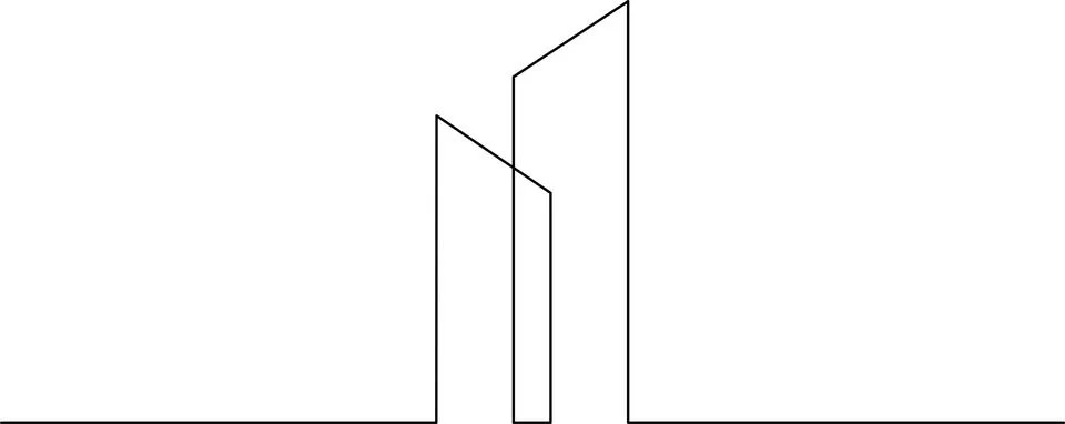 Minimalist design with three vertical lines of varying heights and widths V.. Stock Illustration