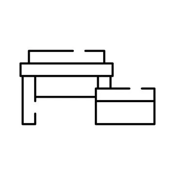 Minimalist desk and table line art illustration Ilustración de archivo