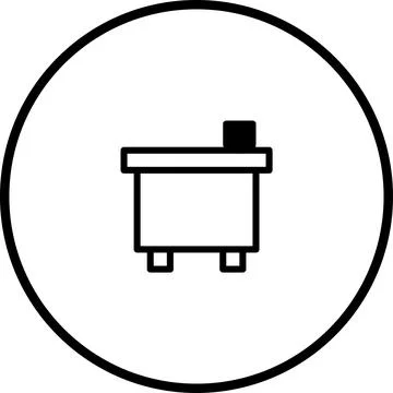 Minimalist Desk Icon in a Circular Frame for Office or Workspace Representati Stock Illustration