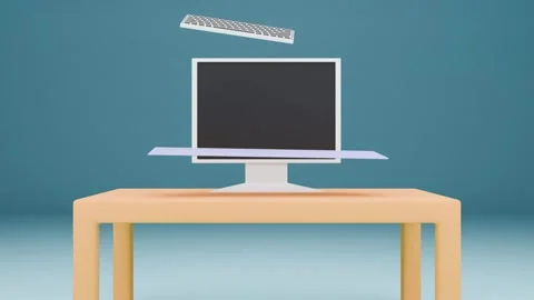 Minimalist Desk Setup Animation Video stock 304901274