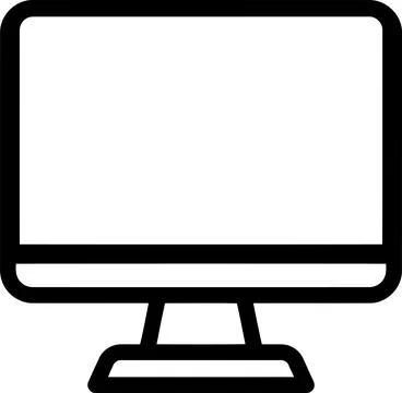Minimalist Desktop Computer Display Icon Vector Graphic Outline Style for T.. Stock Illustration