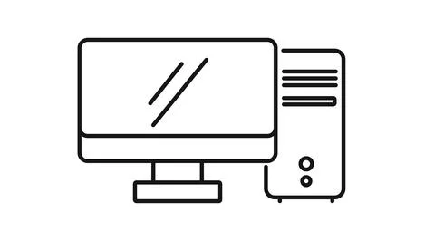 Minimalist desktop computer workstation icon Ilustración de archivo