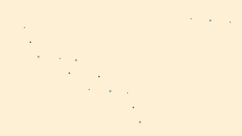 Minimalist diagonal composition of small geometric shapes on cream background 库存影片 336262477