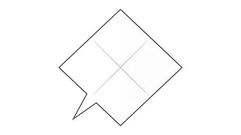 Minimalist diamond speech bubble icon with thin black outline on white back.. Stock Photos