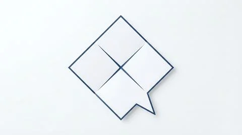 Minimalist diamond speech bubble icon with a cross mark on a clean white ba.. Stock Photos