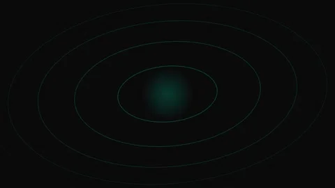 Minimalist digital abstract art featuring a glowing teal center with rings Stock Footage 339615325