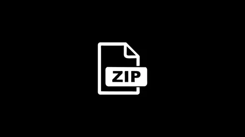 Minimalist digital animation of flat white zip file icon on black background. Stock Footage 346499076