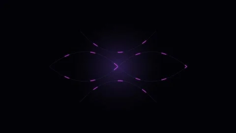 Minimalist digital art featuring glowing purple lines on black background Видео 338310805