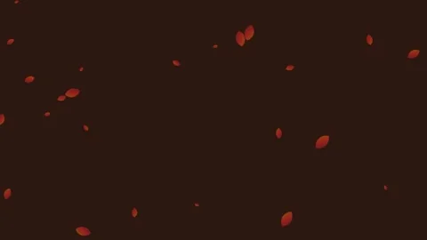 Minimalist digital art featuring small falling red leaves on dark background Stock Footage 338311218