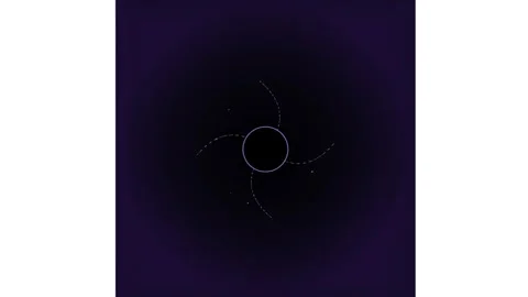 A minimalist digital art piece featuring a central dark circle surrounded by Stock-Footage 343419608