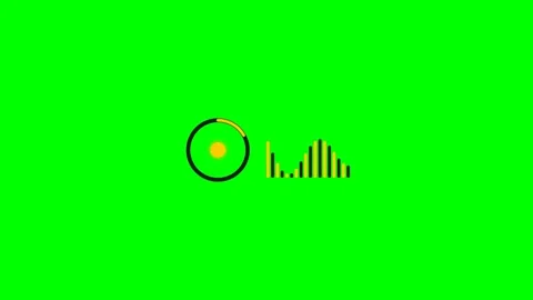 Minimalist digital audio visualizer and circular progress bar on green screen Stock Footage 340900333