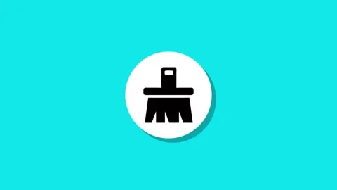 Minimalist digital brush icon animation on bright turquoise background with.. Stock Footage 327762794