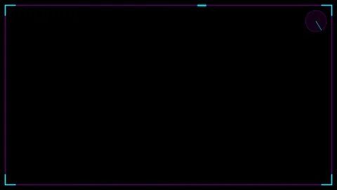Minimalist digital camera viewfinder interface with glowing blue corner frame Stock Footage 338311350