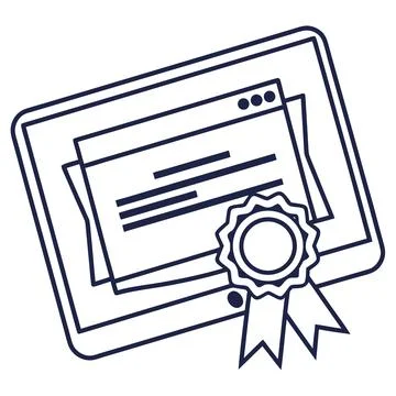 Minimalist Digital Certification Line Icon for Online Achievement Stock Illustration