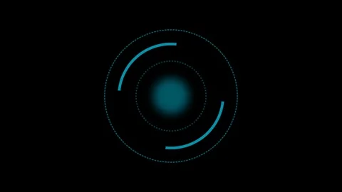 Minimalist digital circular loading icon with a glowing blue core center Stock Footage 335146003