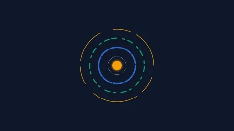 Minimalist digital circular loading icon with concentric colored rings Видео 336263471