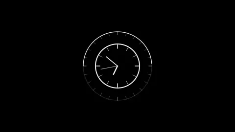 Minimalist digital clock animation on black background 4K Stock Footage 338288062