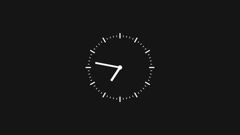 Minimalist digital clock animation on a black background loop video, clean .. Illustrazione stock
