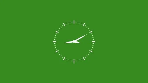 Minimalist digital clock animation with precise minute markings on a green .. Illustrazione stock