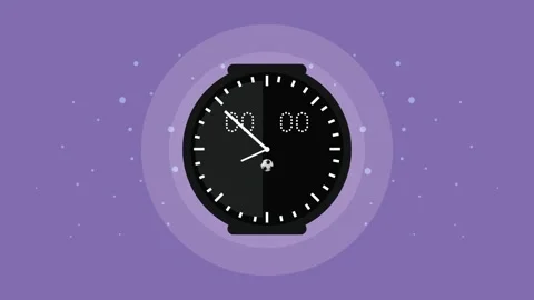 Minimalist digital clock animation on purple background with floating parti.. Stock Footage 338423334