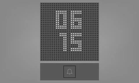 Minimalist Digital Clock Device Interface With Dot Matrix Display 스톡 일러스트