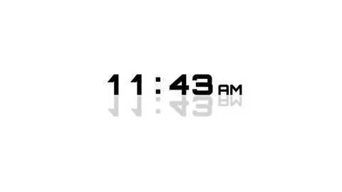 Minimalist digital clock displaying am and pm times on white background. 4K Stock Footage 340882760