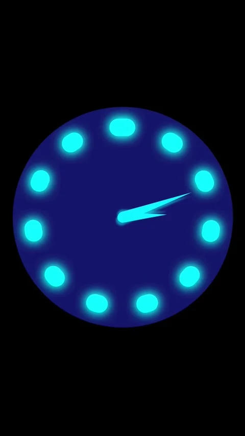 Minimalist digital clock face with blue markers. Minimalist digital clock f.. Stock Footage 345719784
