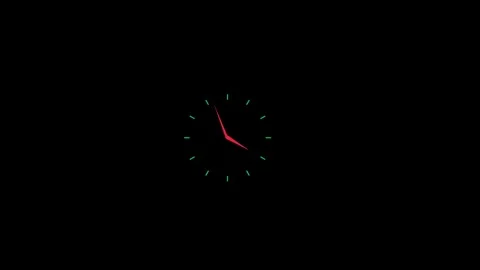 Minimalist digital clock showing time with glowing hour and minute hands Stock Footage 333782142