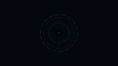 Minimalist digital concentric circles glowing against a deep black background Stock Footage 338309856