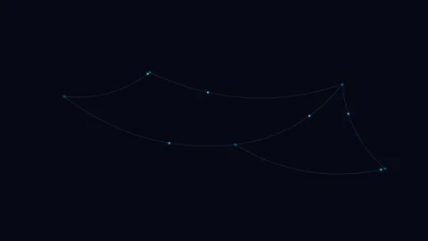 A minimalist digital constellation map featuring glowing blue star points Видео 338309615