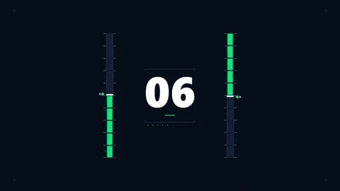 Minimalist Digital Countdown Animation with Dynamic Vertical Progress Bars Video stock 347004858