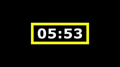 Minimalist digital countdown timer six minute reverse sequence. Stockbeeldmateriaal 337520406