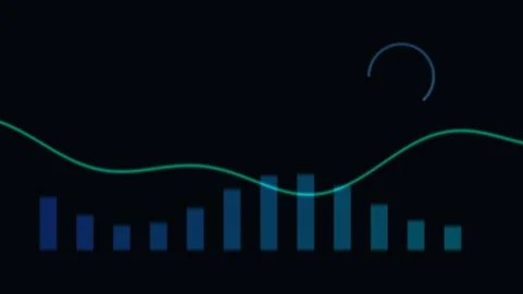 Minimalist digital data visualization showing a teal wave line chart and bl.. Stock Footage 347464859