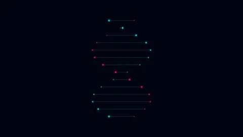Minimalist digital dna double helix structure on a sleek black background Video stock 338309747