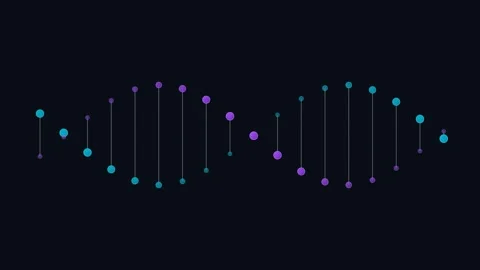 Minimalist digital dna helix structure isolated on a solid black background Stock Footage 338309555